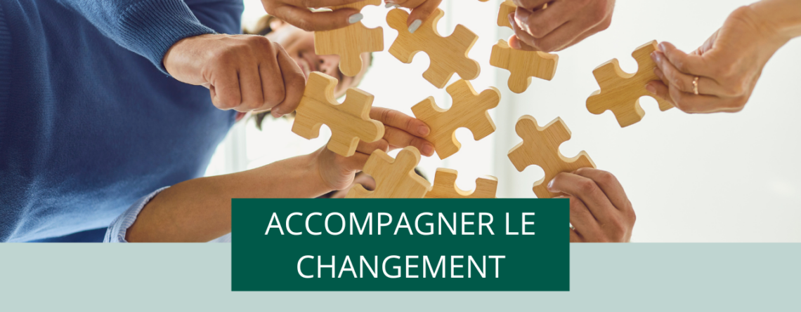 Équipes travaillant ensemble pour assembler un puzzle, symbolisant l'accompagnement et la collaboration lors de la transition digitale